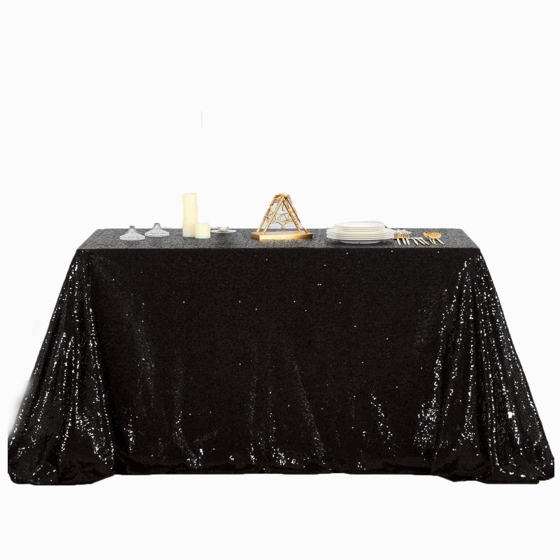 SoarDream Black Sequin Tablecloth 60x102 Inch Sequence Tablecloth Sequin Fabric Wedding Birthday Party Meeting Events Easter Table Decorations - Image 1